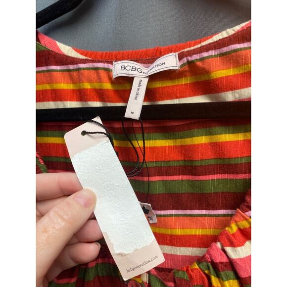 BCBGeneration Womens Size Medium Variegated Stripe Button Crop Top Shirt (b29.1) - Picture 4 of 5